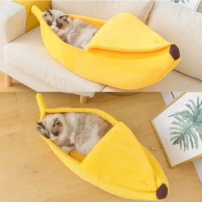 niche pour chat banane  jaune